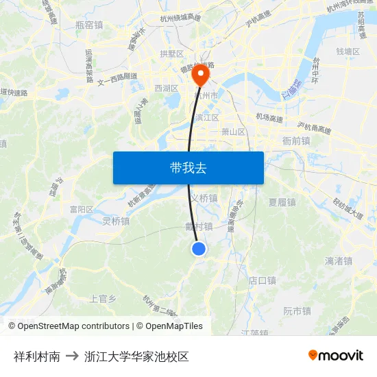 祥利村南 to 浙江大学华家池校区 map