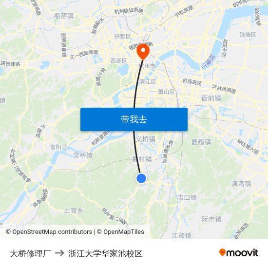 大桥修理厂 to 浙江大学华家池校区 map