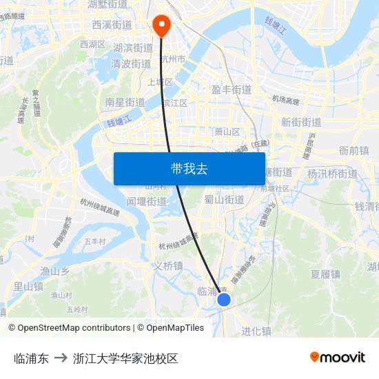 临浦东 to 浙江大学华家池校区 map