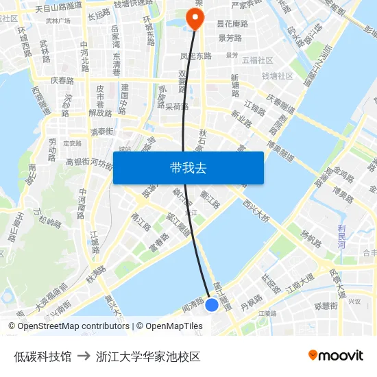 低碳科技馆 to 浙江大学华家池校区 map