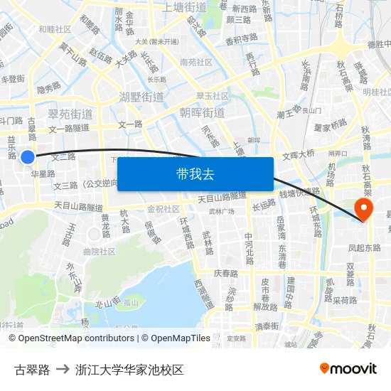 古翠路 to 浙江大学华家池校区 map