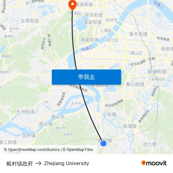戴村镇政府 to Zhejiang University map