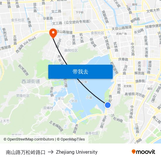 南山路万松岭路口 to Zhejiang University map
