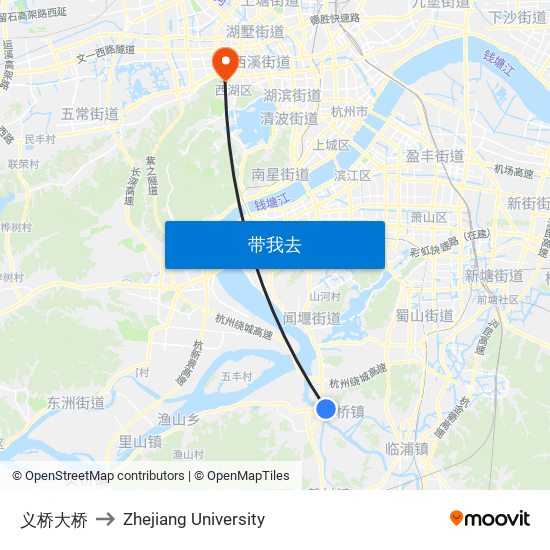 义桥大桥 to Zhejiang University map