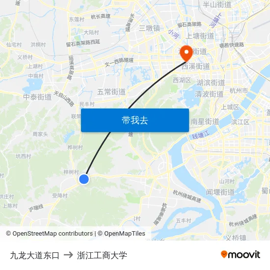 九龙大道东口 to 浙江工商大学 map