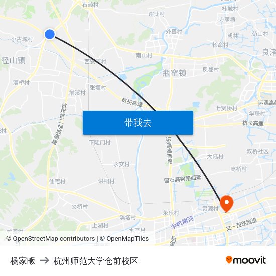 杨家畈 to 杭州师范大学仓前校区 map