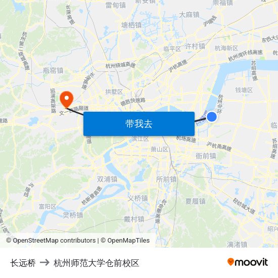 长远桥 to 杭州师范大学仓前校区 map