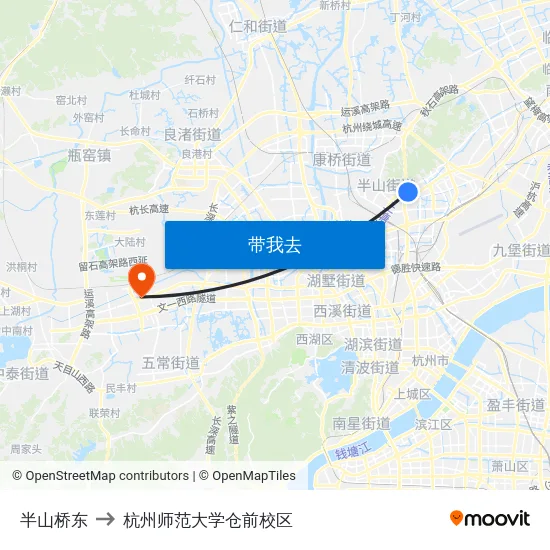 半山桥东 to 杭州师范大学仓前校区 map