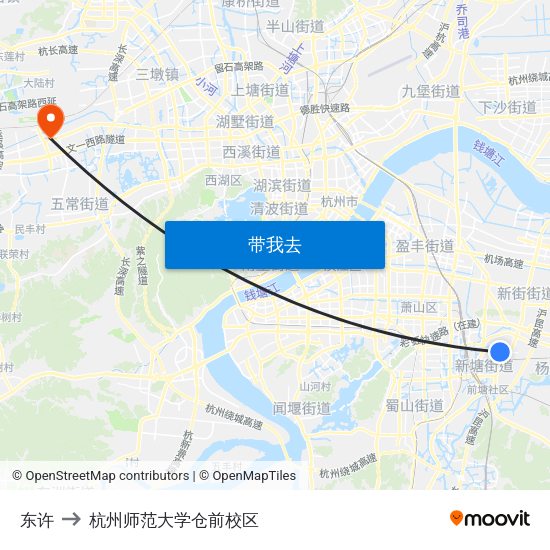 东许 to 杭州师范大学仓前校区 map