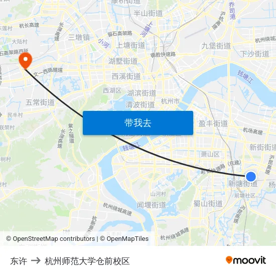 东许 to 杭州师范大学仓前校区 map