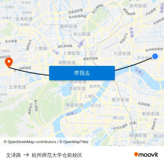 文泽路 to 杭州师范大学仓前校区 map