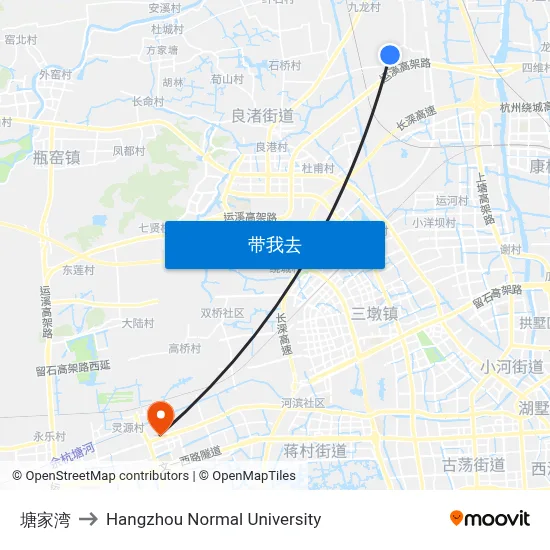 塘家湾 to Hangzhou Normal University map