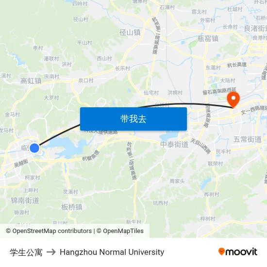 学生公寓 to Hangzhou Normal University map