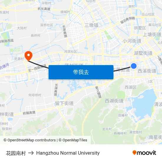 花园南村 to Hangzhou Normal University map