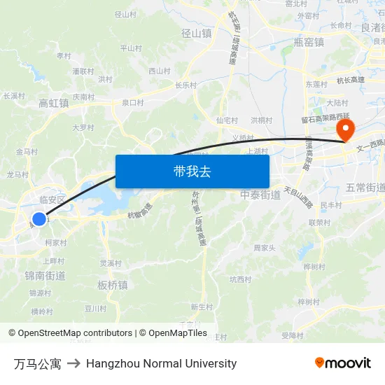 万马公寓 to Hangzhou Normal University map