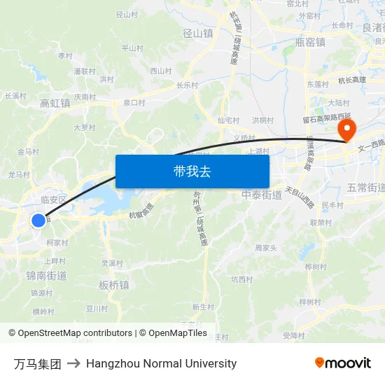 万马集团 to Hangzhou Normal University map