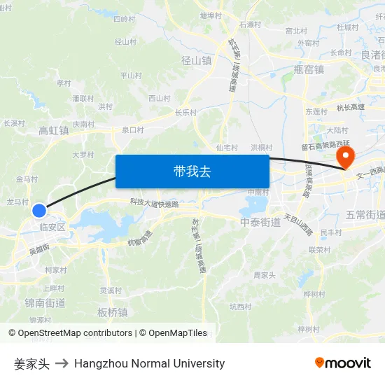 姜家头 to Hangzhou Normal University map