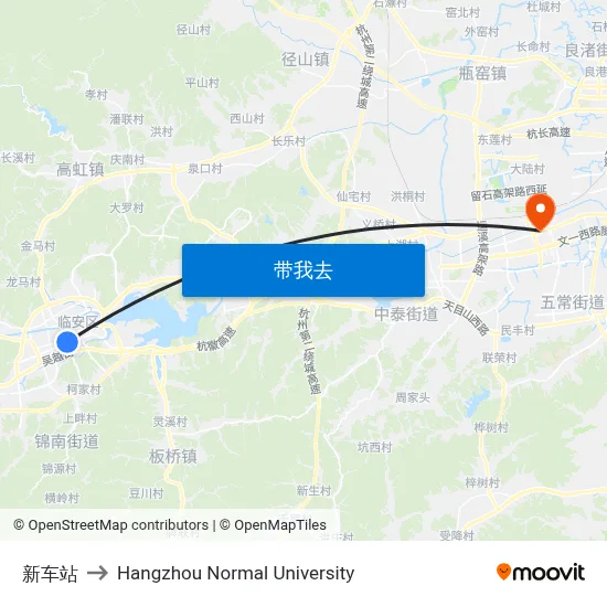 新车站 to Hangzhou Normal University map