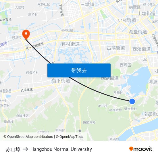 赤山埠 to Hangzhou Normal University map