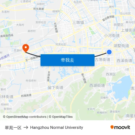 翠苑一区 to Hangzhou Normal University map