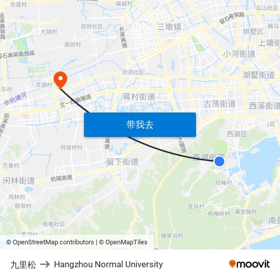 九里松 to Hangzhou Normal University map