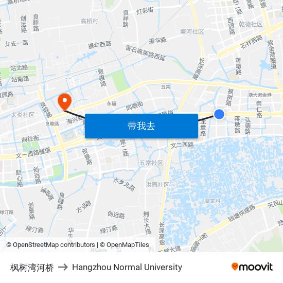 枫树湾河桥 to Hangzhou Normal University map