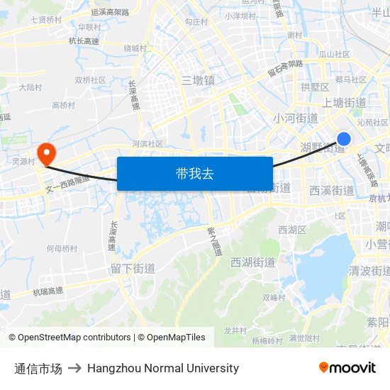 通信市场 to Hangzhou Normal University map