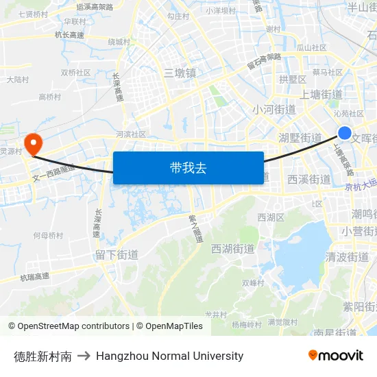 德胜新村南 to Hangzhou Normal University map