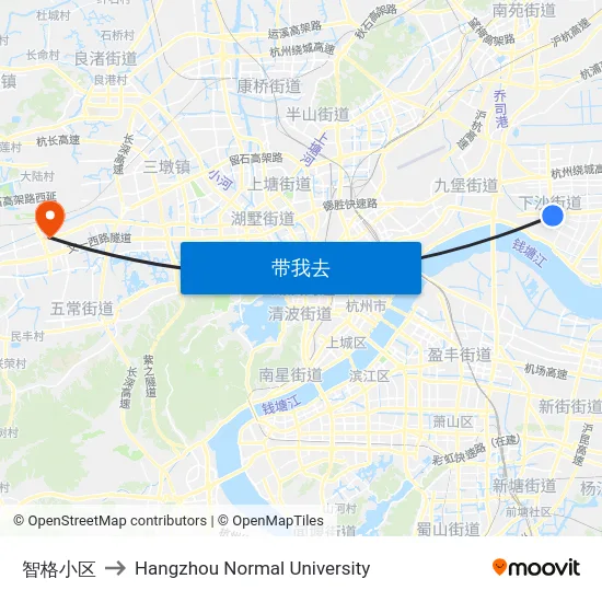 智格小区 to Hangzhou Normal University map