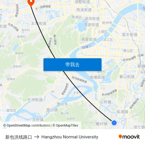 新包洪线路口 to Hangzhou Normal University map