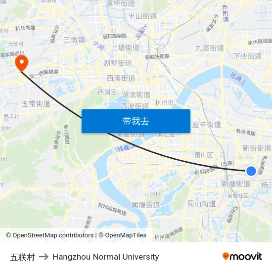 五联村 to Hangzhou Normal University map