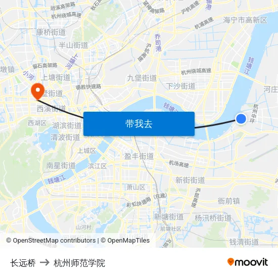 长远桥 to 杭州师范学院 map