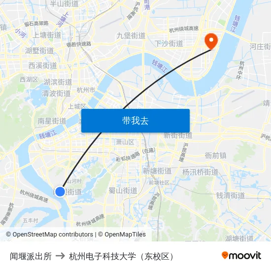 闻堰派出所 to 杭州电子科技大学（东校区） map