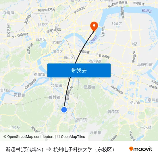 新谊村(原低坞朱) to 杭州电子科技大学（东校区） map