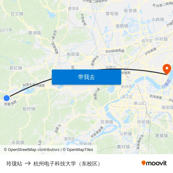 玲珑站 to 杭州电子科技大学（东校区） map