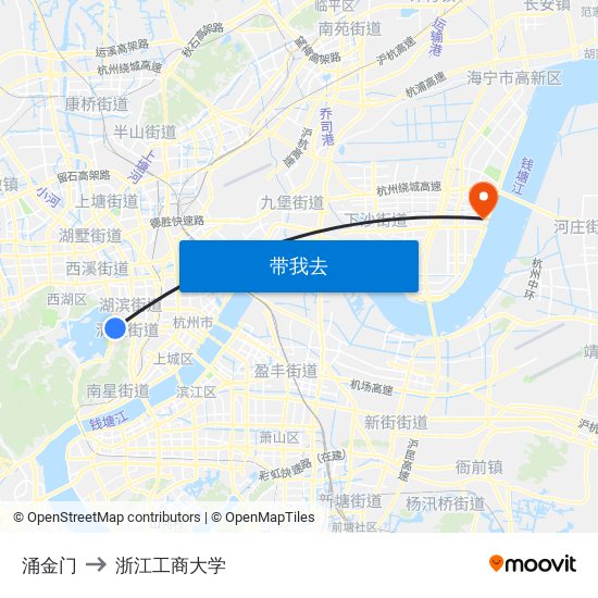 涌金门 to 浙江工商大学 map