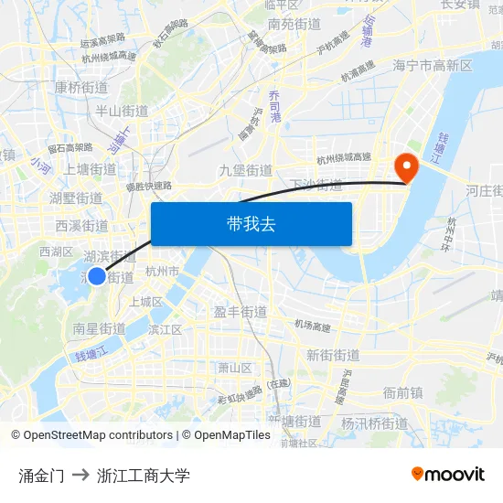 涌金门 to 浙江工商大学 map