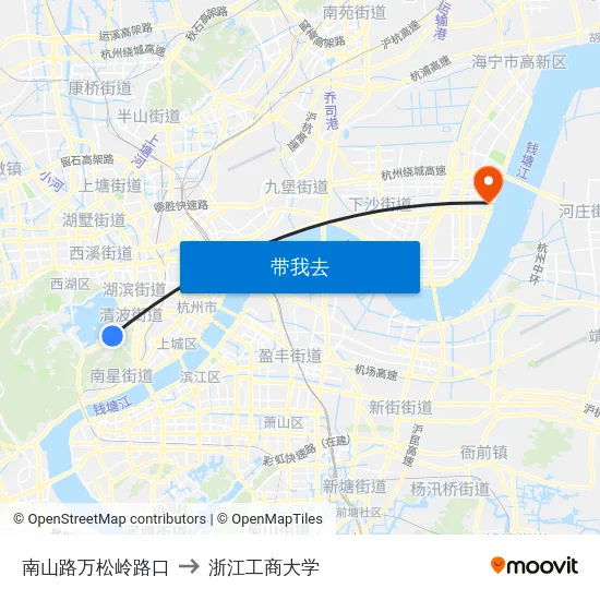 南山路万松岭路口 to 浙江工商大学 map