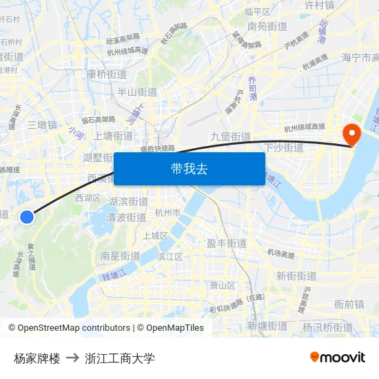 杨家牌楼 to 浙江工商大学 map