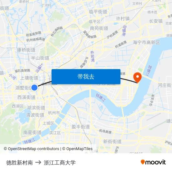 德胜新村南 to 浙江工商大学 map