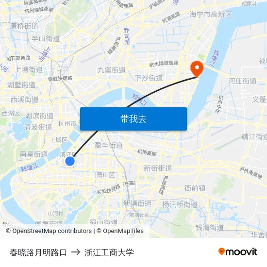 春晓路月明路口 to 浙江工商大学 map