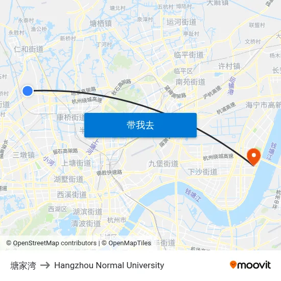 塘家湾 to Hangzhou Normal University map