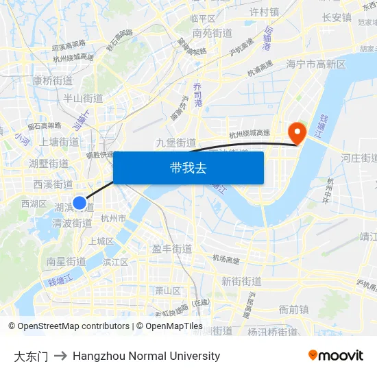 大东门 to Hangzhou Normal University map