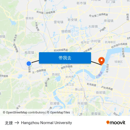 龙腰 to Hangzhou Normal University map