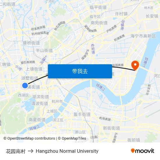 花园南村 to Hangzhou Normal University map