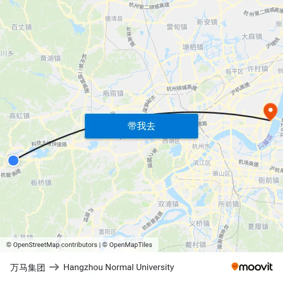 万马集团 to Hangzhou Normal University map