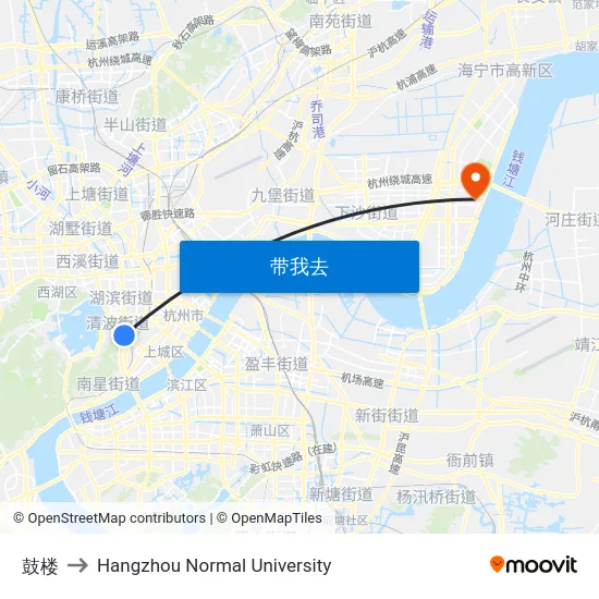 鼓楼 to Hangzhou Normal University map