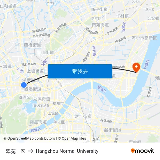 翠苑一区 to Hangzhou Normal University map