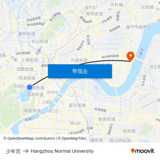 少年宫 to Hangzhou Normal University map