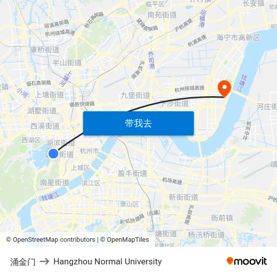 涌金门 to Hangzhou Normal University map